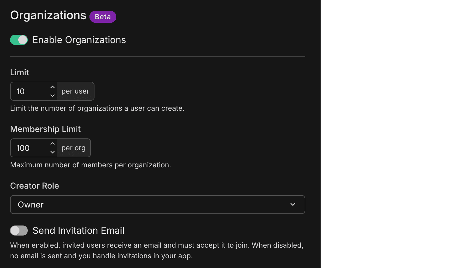 Auth Configuration > Organizations in the Neon Console